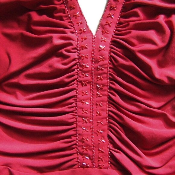 Red evening dress vintage Jessica plus size halter beaded formal prom 90s new - Picture 14 of 14